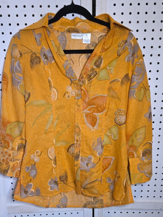 Harve Benard Tops - Harve Benard Floral Button-Front Linen Shirt Jacket Vintage Linen/cotton Blend M